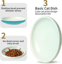 3 PCS Ceramic Cat Bowls, Small Dog Dish - blue - image 3
