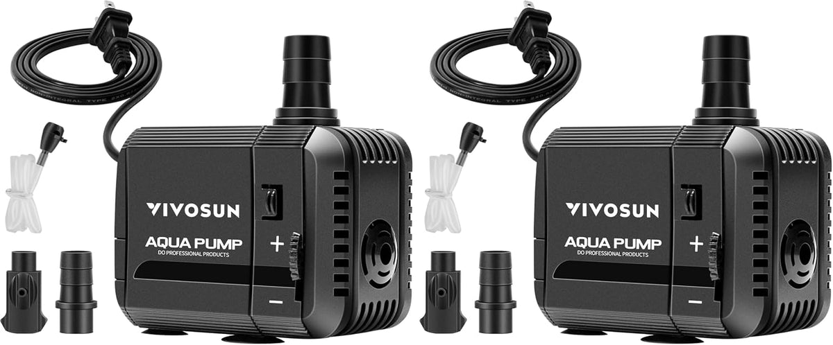 VIVOSUN 210GPH Submersible Fountain Water Pump for Pond - 5"×3"-130 (Pack of 2)