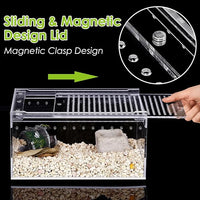 Reptile Terrarium Enclosure 8"x6"x4" Acrylic Tarantula Breeding Box Magnetic Hermit Crab Habitat Tank Transparent Jumping Spider Cage for Lizard Scorpion Sling Isopods Invertebrates Insect