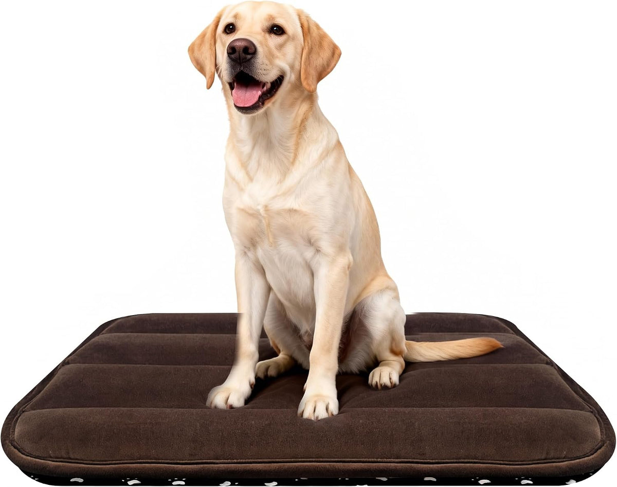 Dog Bed Crate Mat, Soft Durable Washable Anti-Slip Kennel Pad for Dogs & Cats, Reversible) - L(34"*20"*1.5") / New-Dark Brown-1pc