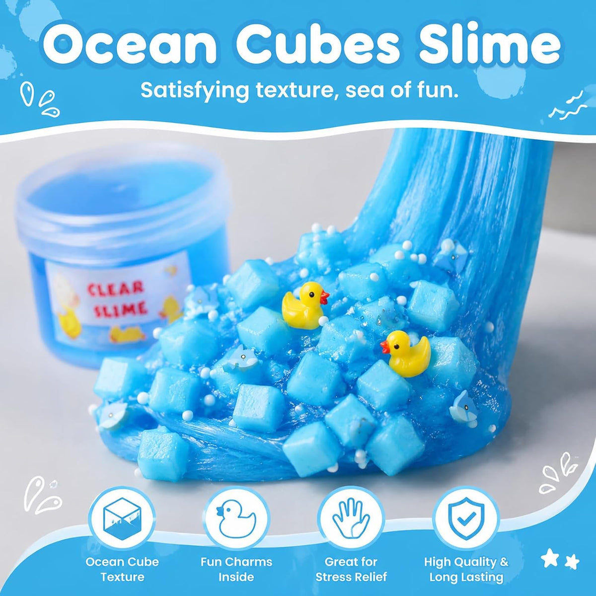 Clear Glitter Slime Kit with Little Turtle Toy for Girls Age 6-14 - Dark Blue - image 2