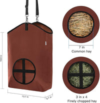 3 Packs Goat Hay Feeder,Hay Bags for Goats,Horses,Sheep,Premium 600D Oxford Cloth,with Metal Fastener and Adjustable Open Feed Hole for Slow Feeding. (2Brown + 1Black)