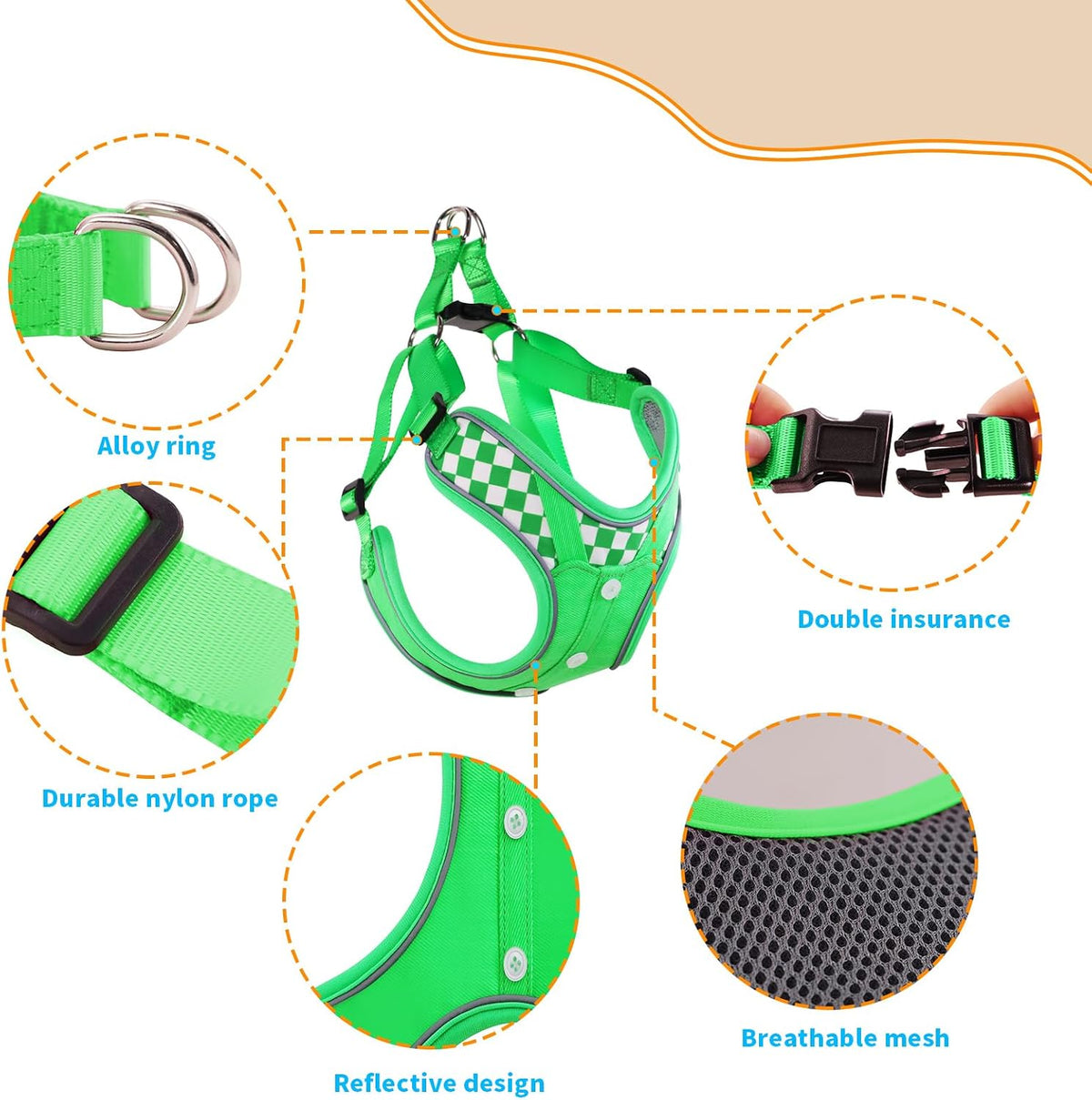 Dog Harness with Leash Set, No Pull Adjustable Step in Pet Vest – Essentials for Dogs - Green (denim) / S - image 3