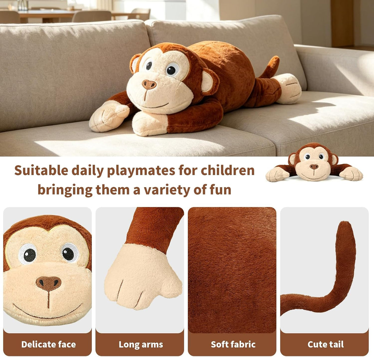 CSVBTRF Weighted Stuffed Animals - Orange Monkey - image 3