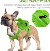 Dog Backpack Harness, No-Pull Dog Backpack with D-Ring, Frog, M - Green Frog / Small - image 2