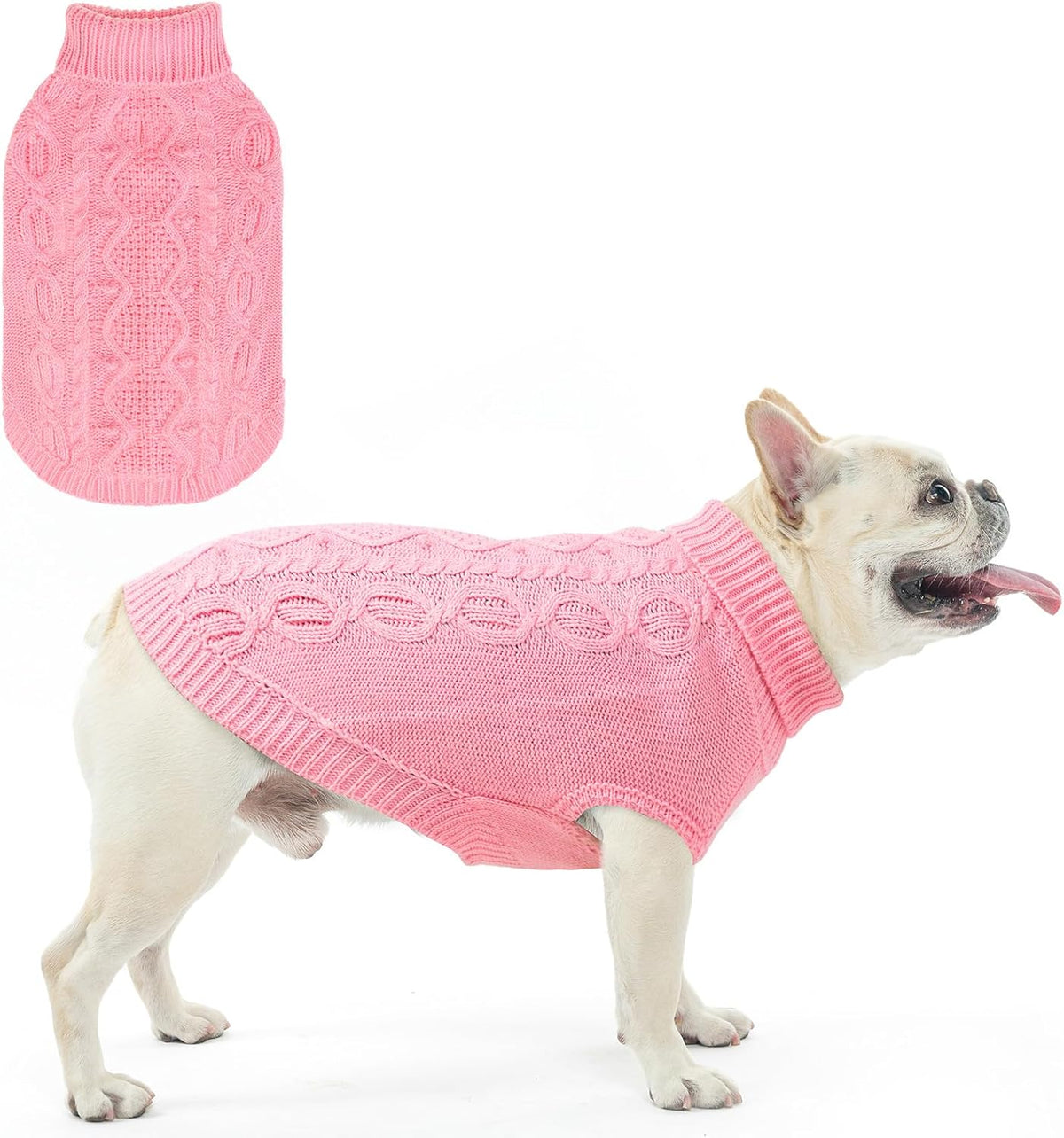 Knitted Dog Sweater for Large Medium Small Dogs Girl Boy – Essentials for Dogs - Pink / Medium(Back Length 16in)