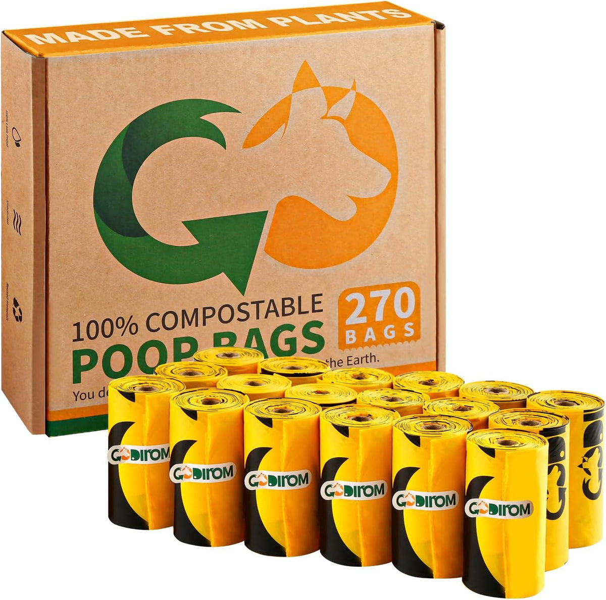 Certified Home Compostable Dog Poop Bags, 270 Plant Based Bags – Essentials for Dogs - Yellow / 270 Count (Pack of 1)