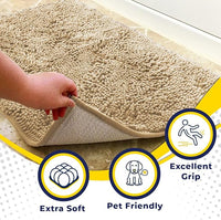 Muddy Mat® AS-SEEN-ON-TV Highly Absorbent Microfiber Door Mat and Pet Rug, Non Slip Thick Washable Area and Bath Mat Soft Chenille for Kitchen Bathroom Bedroom Indoor and Outdoor - Beige XXXL 72"X48"