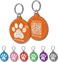 MYLUCKYTAG NFC&QR Code Personalized Dog Cat Tag - Paw,orange