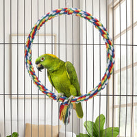 Wontee Bird Swing Colorful Rope Perch Climbing Toy for Parrots – Essentials for Birds - Medium (10.4 inch) - image 4