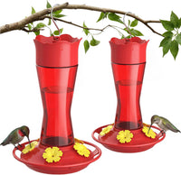 Kingsyard 2-Pack Glass Hummingbird Feeder for Outdoors Hanging - Red / 2-Pack Feeder