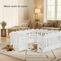Dog Playpen with Divider & Washable Floor Pad - White / 8-Panel Extended Space / 24"H - image 2