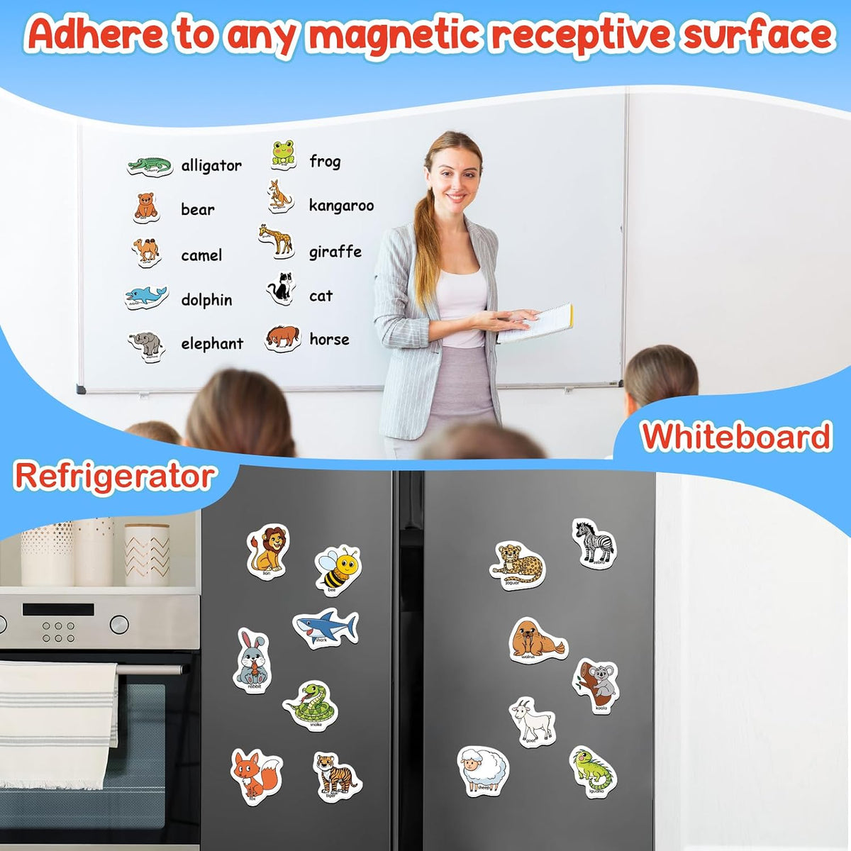 Kasfalci CVC Word Magnets for Toddlers 1-3 - Animal - image 3