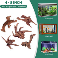 WDEFUN 3 PCS Natural Driftwood for Aquarium Decor Fish Tank - Mopani driftwood （5-8 inch pack of 5） - image 2