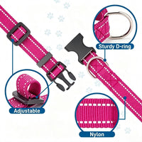 Dog Collar for Small Medium Dogs with Buckle - Deep Pink / Large - image 3
