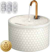 DOOOB Ceramic Cat Water Fountain - Honeycomb Embossed Ceramic Cat Fountain