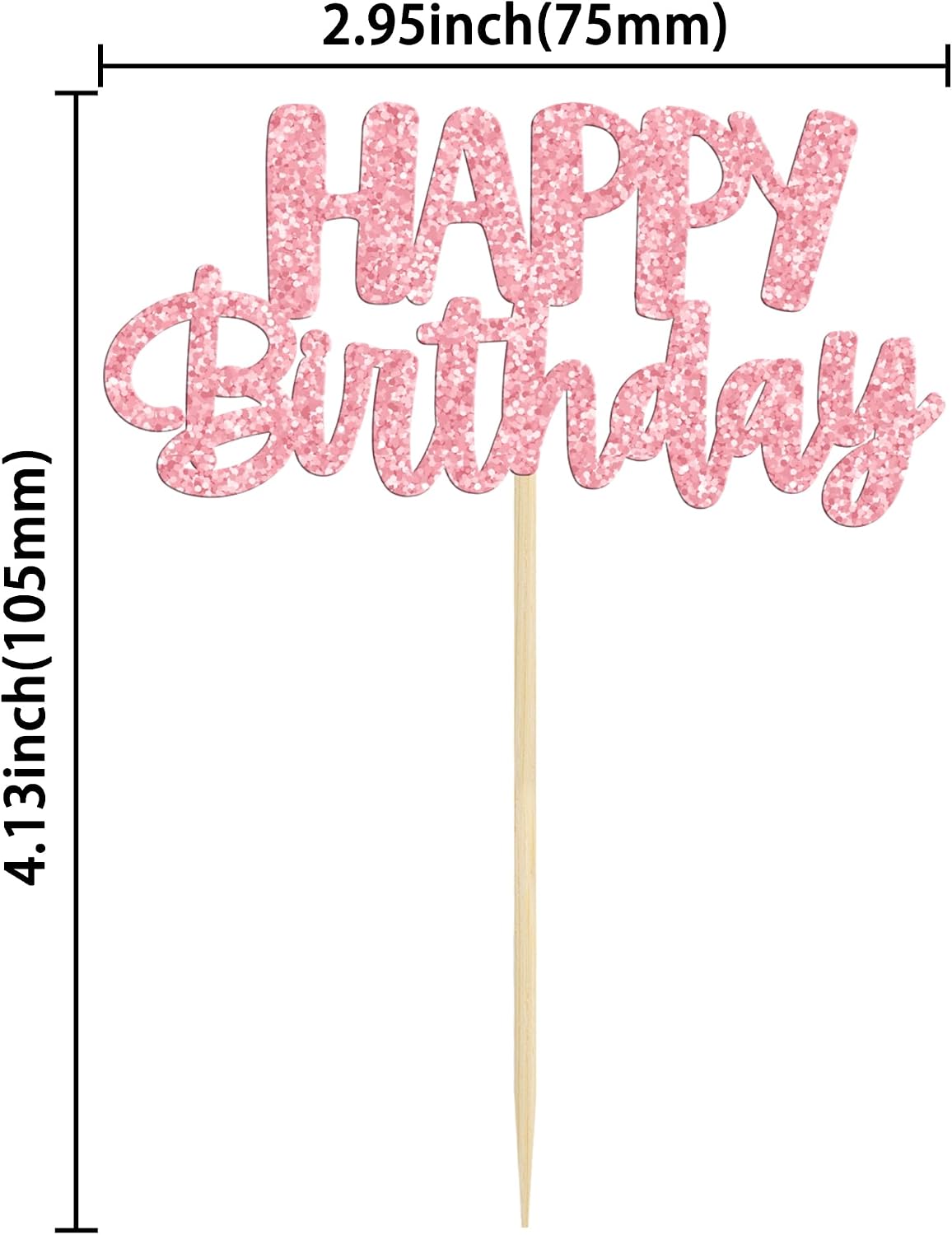 Gyufise 24Pcs Happy Birthday Cupcake Toppers Gold Glitter Celebrating - Purple Pink Silver - image 2