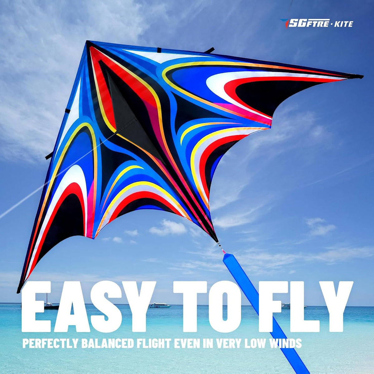 SGftre Delta Kite for Kids & Adults，Extremely Easy to Fly - Blue-1 - image 4