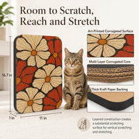 Cat Wall Scratcher, Art Cat Scratching Board for Indoor Cats – Essentials for Cats - Retro Daisy - image 2