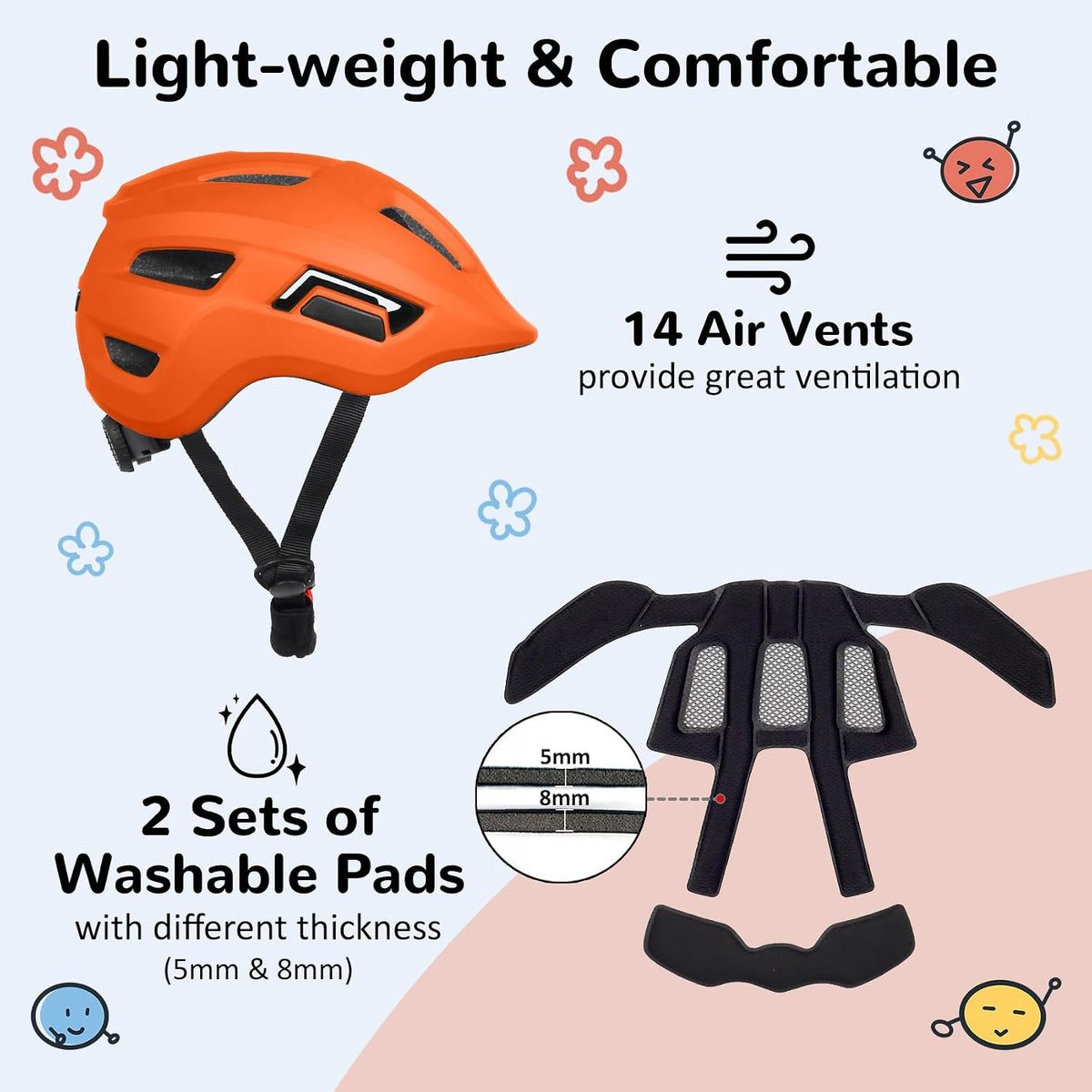 OUWOER toddler and kids bike helmet with vents and adjustable dial - view 33