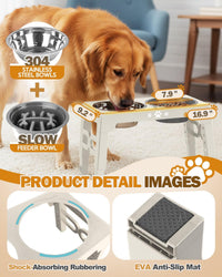 Elevated Dog Bowls for Medium Large Size Dogs - Beige / Medium Large / 1 Basic&1Slow Bowl - image 4