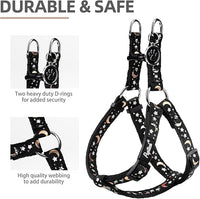 PUPTECK No Pull Dog Harness Soft Adjustable Basic Nylon Step in Puppy Vest Outdoor Walking with ID Tag, Moon Star Black, S