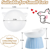 Ceramic Raised Cat Bowl，Tilted Raised Cat Bowl Anti Vomit Cat Bowls - Blue - image 2