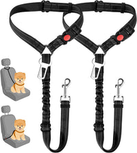Lukovee Dog Car Seat Belt, Headrest Restraint, Headrest - Black / ·Small: Headrest + Clip, 2 Pcs