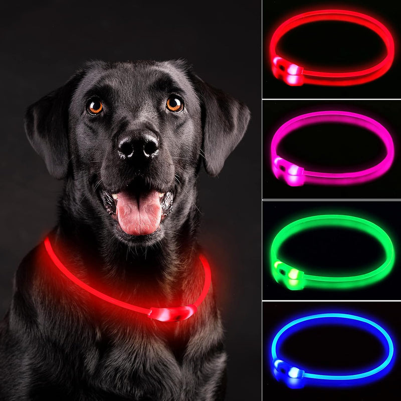 LED Dog Collar, Cut-to-Fit Light Up Dog Collar for Night Walking - Red