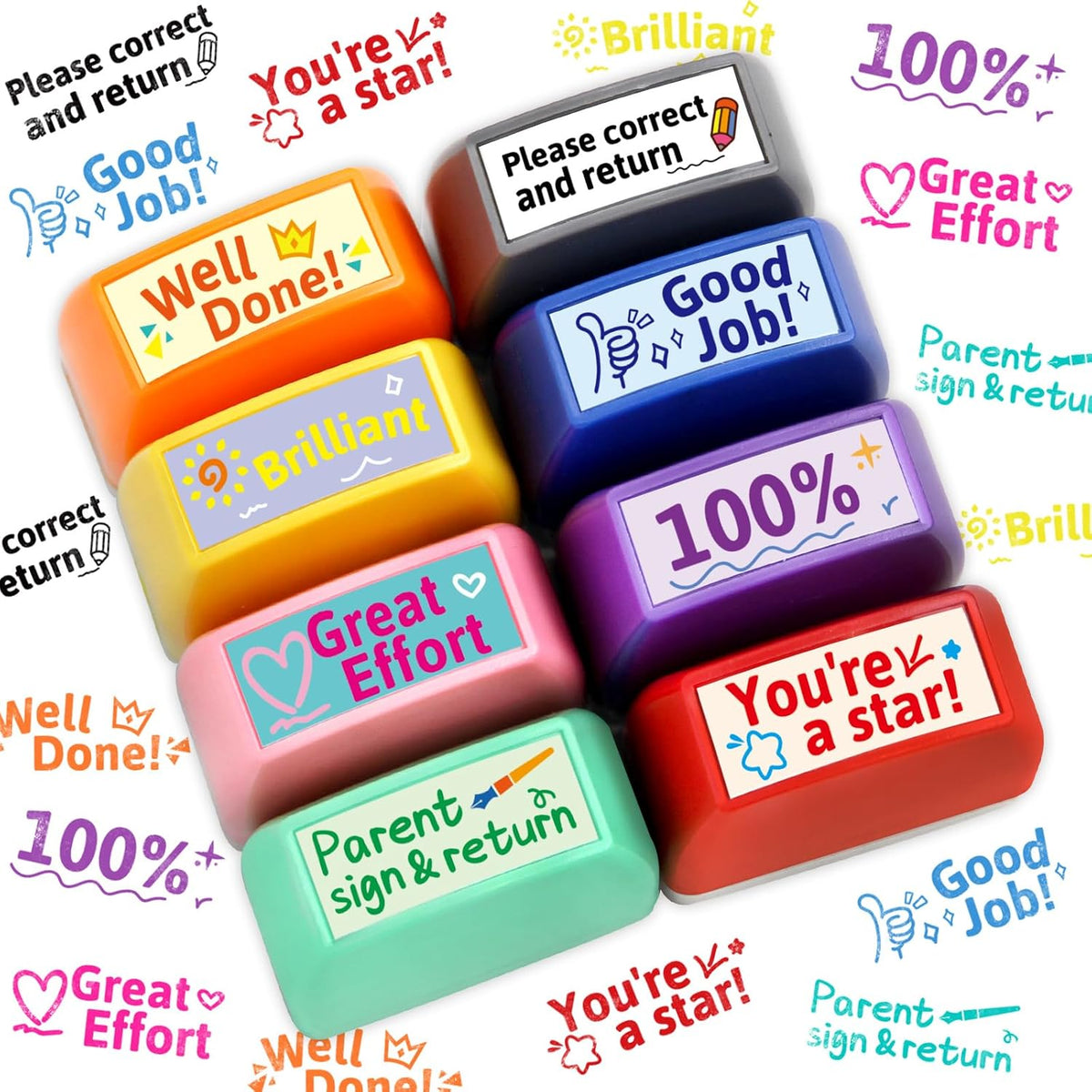 Fancy Land Teacher Stamps for Classroom Grading Stamp Set Self-Inking - image 4
