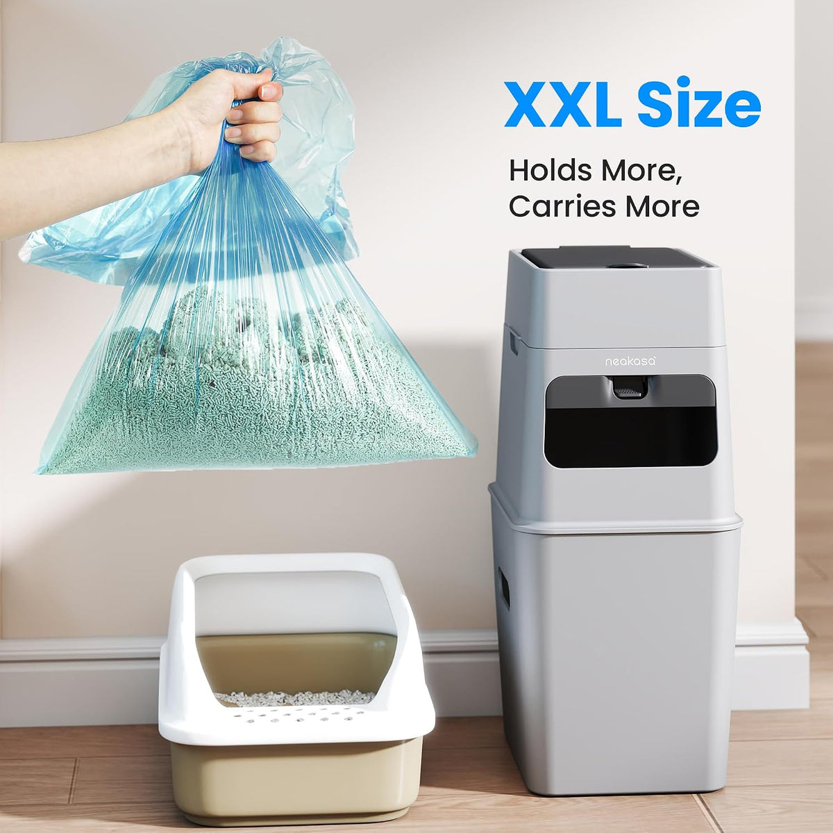 Neakasa XL Cat Litter Disposal Bin with 4-Months Supply Refill Bags – Daily Care for Cats - Blue Refill Bag / XL - image 3