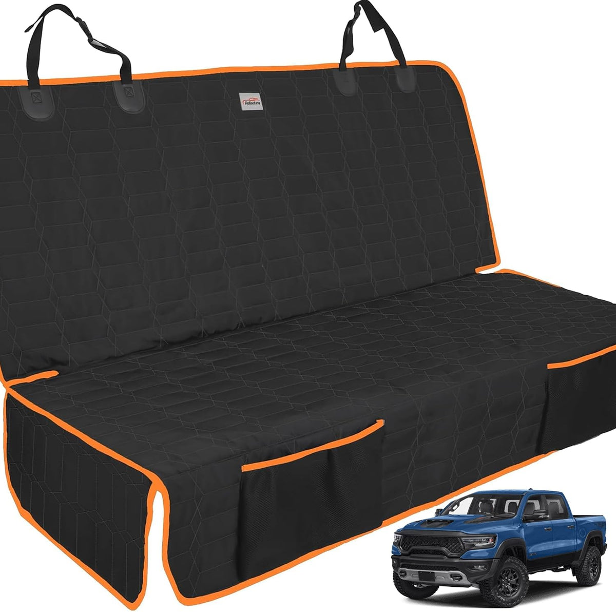 Dog Car Seat Cover for Back Seat - Truck-Orange / Truck Bench-61"W / 1