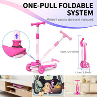 BELEEV A8 Scooter for Kids Ages 3-12 - Light Pink - image 3