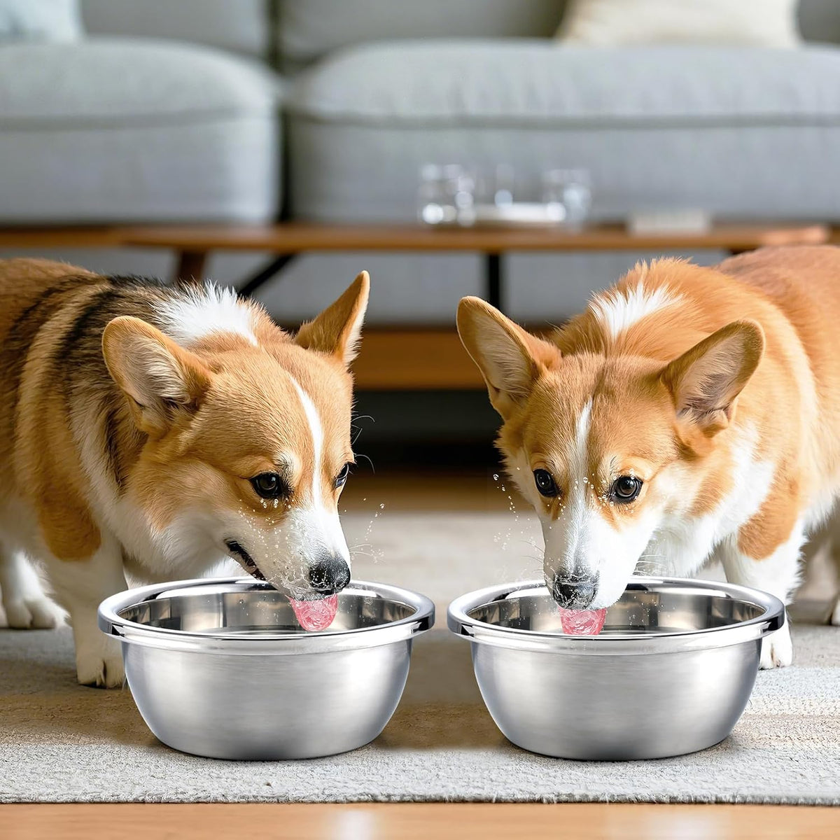 2Pcs 1.3 Gallons Food Grade Stainless Steel Large Dog Bowls – Essentials for Dogs - 0.7 Gallons - image 4