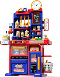 33.8IN Kids Kitchen Playset with Sound & Light - Blue