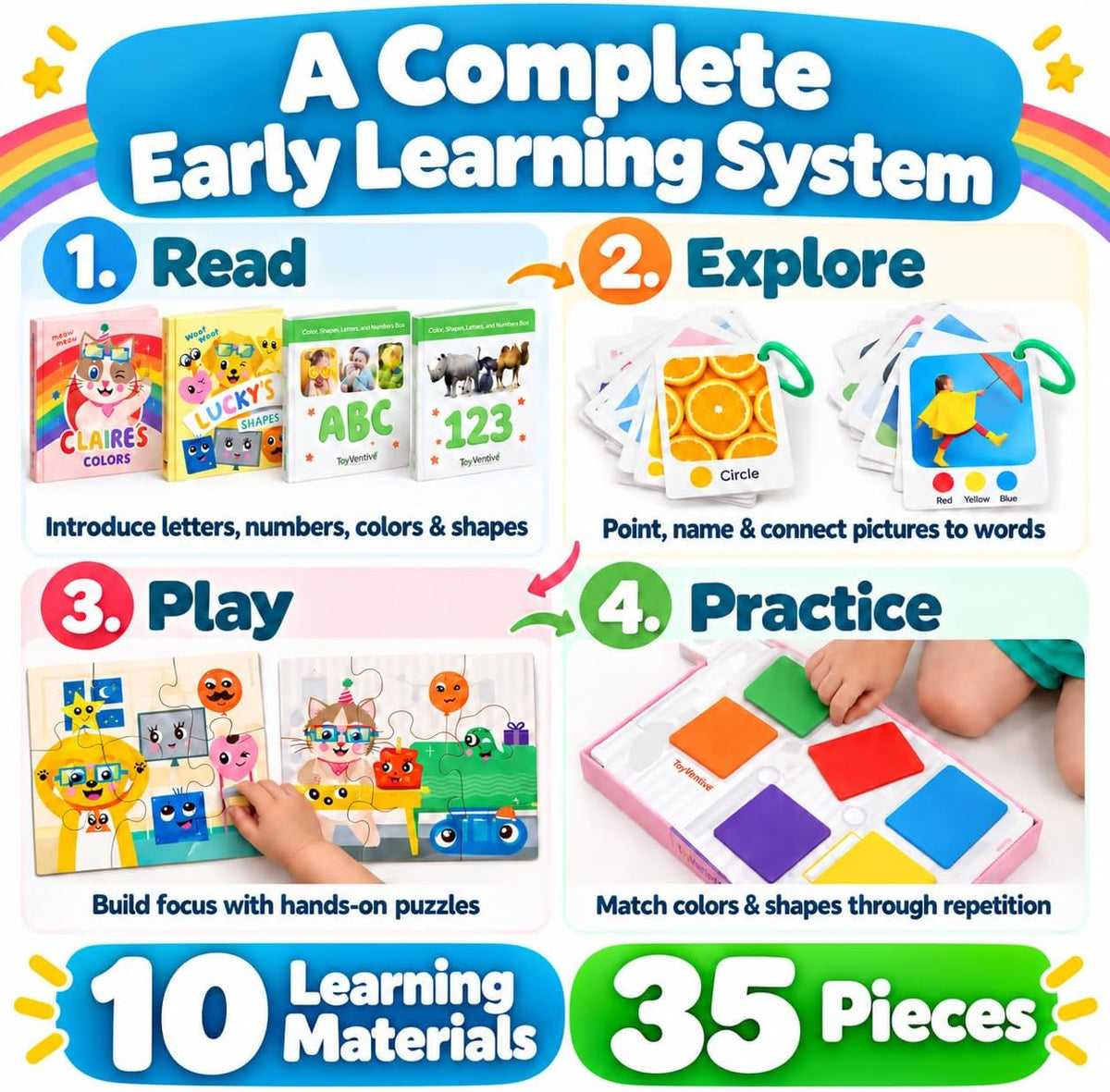 TOYVENTIVE learning toys set for 2 year olds with books, puzzles and matching games - view 7