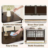 COZPAW 52 Inch Dog Crate Furniture, Extra Large Dog Kennel Indoor for XLarge Breed, Heavy Duty Dog Cage with Double Elegant Arched Doors, Decorate as TV Stand & End Table - White Brown