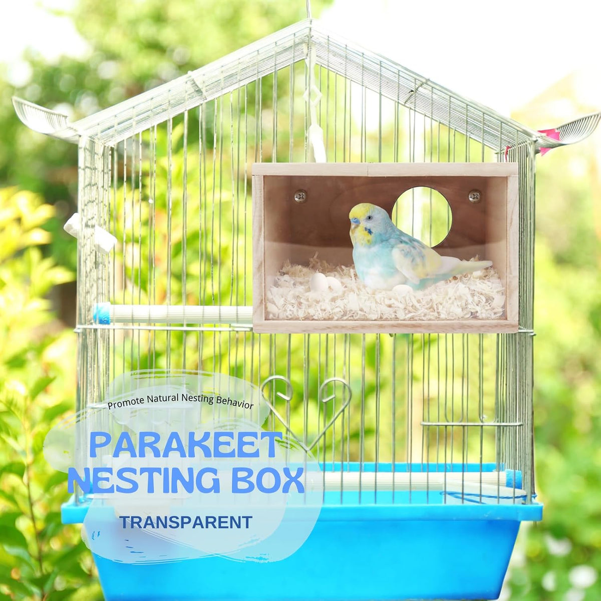 Parakeet Nesting Box, Visual Wooden Bird Nest Breeding Box - image 2