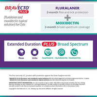 BRAVECTO Plus Topical Solution for Cats, Flea, Tick & Heartworm, 2 Months Supply, 2.6-6.2 lbs., Green Box