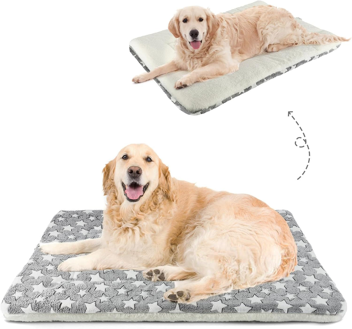 Mora Pets Cat Bed Ultra Soft Dog Crate Pad Star Print 14 x 17.5 inch - 42-Inch / Grey
