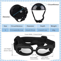 Frienda Dog Helmet and Goggles, UV Protection Doggy Sunglasses and 4 Inch Padded Puppy Motorcycle Helmet Adorable Dog Goggles with Adjustable Belt for Small Dogs Puppy Riding(Black,S)