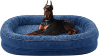 JOEJOY XL Orthopedic Dog Bed for Large Dogs, 360° Oval Bolster - Navy Blue / 48"l X 35"w X 7.5"th