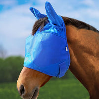 Harrison Howard UV-proof Multi-Function Fabrics Thick Fleece Padding Horse Fly Mask Half Face with Ears Signature Blue Horse Large