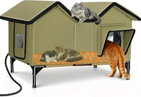 Outdoor Heated Cat House for Outside - Green / XL