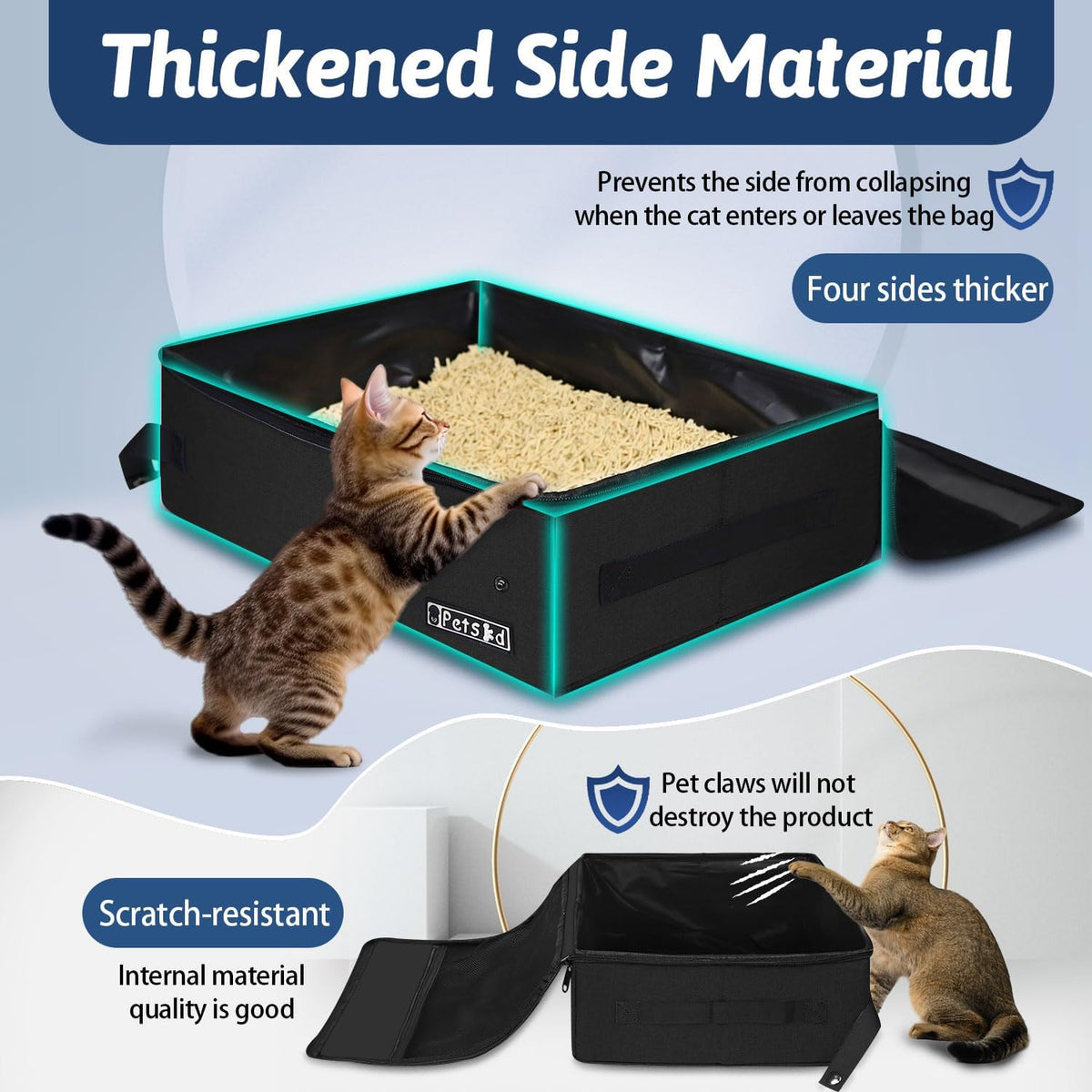 Petskd Portable Cat Travel Litter Box with Lid - Large / Black - image 4