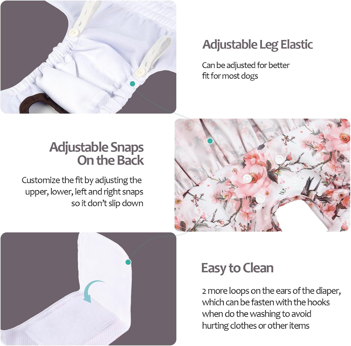CuteBone Female Dog Diapers with Skirts 3 Pack Reusable Puppy Dresses - Birds&flowers skirts 3pcs / XS - image 3