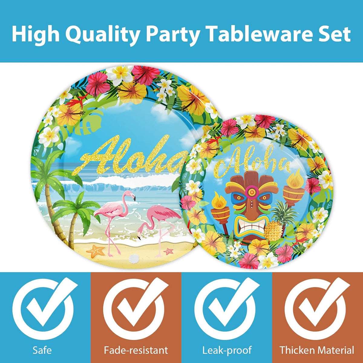 Tevxj navy blue and silver happy birthday tableware set with plates, napkins and forks for 24 - view 22