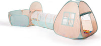 UTEX 3 in 1 Pop Up Play Tent with Tunnel - Pink/ Green & Ball Pit