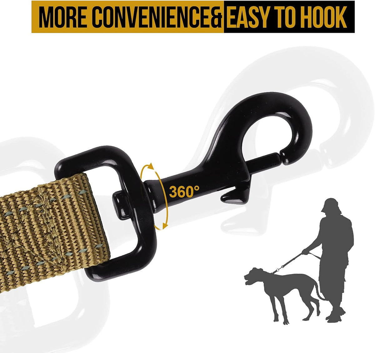 OneTigris No-Pull Dog Leash with Handle for Medium Large Dogs – Essentials for Dogs - Brown / 6FT - image 3