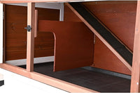 TRIXIE natura Outdoor Double Rabbit Hutch - Indoor Small Animal House, Bunny Cage with Two Sleeping & Play Areas - Includes a Non-Slip Ramp Hinged Roof & Two Pull-Out Trays - in Auburn